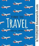 Time to Travel Template Background with Airplane. Illustration Time to Travel Template Background with Airplane. Illustration