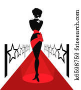 Woman silhouette on a red carpet Woman silhouette on a red carpet