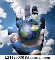 World and human hand