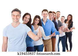 Diverse group of people standing in row