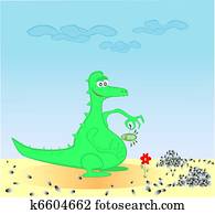 Dragon with a bug on the nature Dragon with a bug on the nature