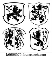 Heraldic lions and shields Heraldic lions and shields