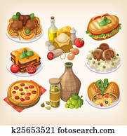 Italian food and meals.