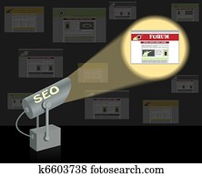 SEO-searchlight. Search optimization concept. SEO-searchlight. Search optimization concept.