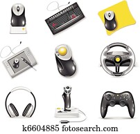 Icon set gadgets, computer equipment and electronics. Clipart