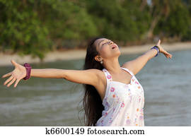 woman breathing in nature woman breathing in nature