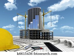 edifício comercial, construção