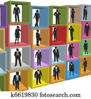 folk branche, ressourcer, cubicle kontor, bokse