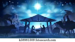 geburt, weihnachtsszene