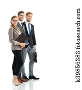 grupa, od, pomyślny, handlowy zaludniają, patrząc, zaufany