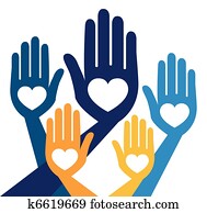 Helpful united hands vector.