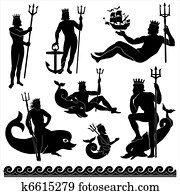 silhouetten, von, neptun silhouetten, von, neptun