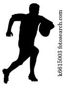 Sport Silhouette - Rugby Football Runner Sport Silhouette - Rugby Football Runner