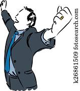 szczęśliwy, biznesmen, ilustracja