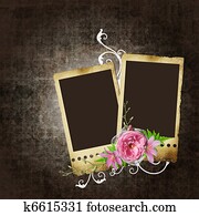 Vintage background with frames for photos and flowers