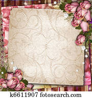 ורוד, ו, סגול, בציר, רקע, עם, יבש, ורדים