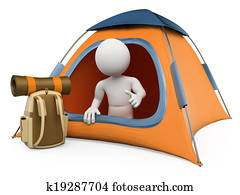 3D white people. Camping tent 3D white people. Camping tent