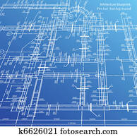 Architektur Modell Haus Mit Blueprint Vektor Clipart