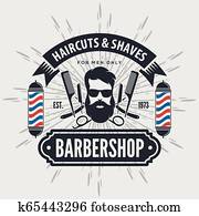Barbershop Logo with barber pole in vintage style. Vector template Barbershop Logo with barber pole in vintage style. Vector template