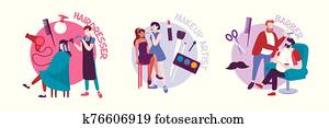 Beauty Salon Flat Compositions Beauty Salon Flat Compositions