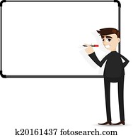 cartoon businessman writing whiteboard
