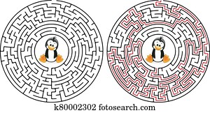 Cartoon Vector Illustration of Education Maze or Labyrinth Game for Preschool Children with Funny Penguin Cartoon Vector Illustration of Education Maze or Labyrinth Game for Preschool Children with Funny Penguin