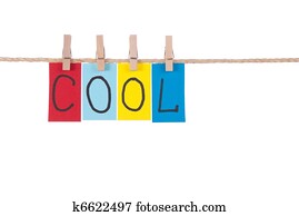 Cool, Wooden peg and colorful words Cool, Wooden peg and colorful words