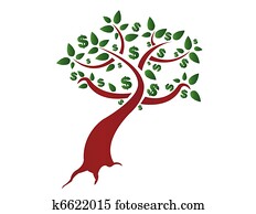 peniaze strom, on biely, background