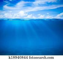 Sea or ocean water surface and underwater Sea or ocean water surface and underwater