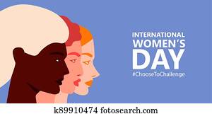 בינלאומי, נשים, day., *שמיני, march., אופקי, פוסטר, עם, שלושה, נקבה, faces., בחר, לאתגר, campaign., וקטור, דוגמה, ב, דירה, סיגנון, ל, דש, card,, postcard,, web,, banner., הכנסה לכל מניה, 10