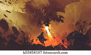 boy running away from the fire dragon boy running away from the fire dragon