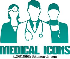 medizinische, symbol, mit, verschieden, doktoren medizinische, symbol, mit, verschieden, doktoren