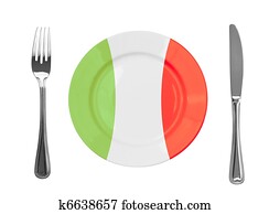Plate colored in Italian national colors 