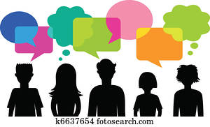 silhouette of young people with speech bubbles silhouette of young people with speech bubbles