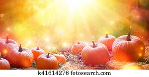 הודיה, יום, דגל, -, דלועים, ב, תחום, ב, שקיעה