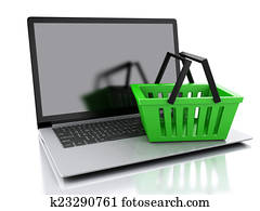 3d Shopping basket. Online shopping concept 3d Shopping basket. Online shopping concept