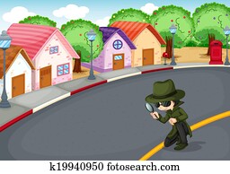 A detective at the road A detective at the road