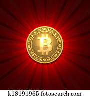 Bitcoin on red background