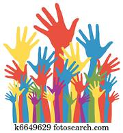 General election voting hands.