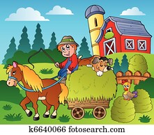 land, szene, mit, rote scheune, 9 land, szene, mit, rote scheune, 9