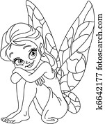 Outlined adorable fairy Outlined adorable fairy