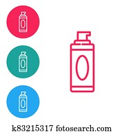 Red line Shaving gel foam icon isolated on white background. Shaving cream. Set icons in circle buttons. Vector Illustration Red line Shaving gel foam icon isolated on white background. Shaving cream. Set icons in circle buttons. Vector Illustration