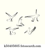 Set of Pilates poses Set of Pilates poses