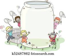 stickman, ילדים, חרק, צרום, רשתות, דוגמה