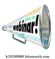 Webinar, bullhorn, megafone, online, seminário, Webcast, registo