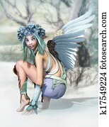 חורף, מלאך, 3d, כ.ג.