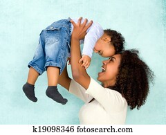 afrikanisch, mutter, mit, glücklich, baby