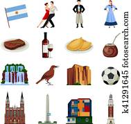 Argentina Symbols Flat Icons Collection Argentina Symbols Flat Icons Collection