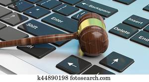 Auction gavel on a keyboard. 3d illustration Auction gavel on a keyboard. 3d illustration