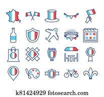 bundle of bastille day icons bundle of bastille day icons
